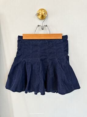 Ralph Lauren Girls Size 6 Navy Corduroy Pleated Flare Skirt Y2K Preppy